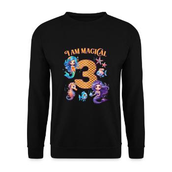 Mermaid Anniversaire 3 ans - Sweat-shirt Unisexe - noir - Devant - Alina (178cm) & Michal (187cm)