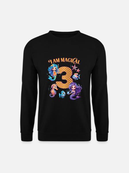 Mermaid Birthday 3 years - Unisex Sweatshirt - black