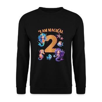 Anniversaire de la sirène 2 ans - Sweat-shirt Unisexe - noir - Devant - Alina (178cm) & Michal (187cm)
