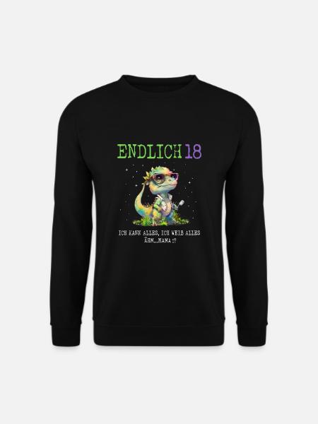Endlich 18 Dino - Unisex Pullover - Schwarz