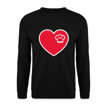 Chapeau de chef dans le cœur rouge - Sweat-shirt Unisexe - noir - Devant - Alina (178cm) & Michal (187cm)