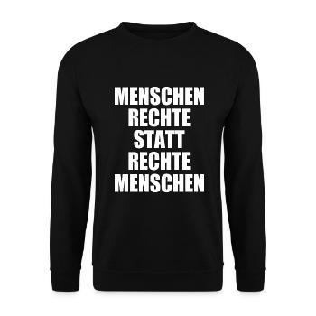 menschenrechte statt rechte menschen - Unisex Pullover - Schwarz - Vorne - Alina (178cm) & Michal (187cm)
