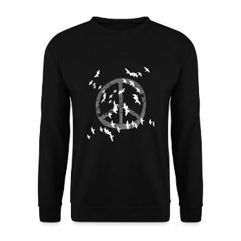 Frieden, Peace, weiße Tauben - Unisex Pullover - Schwarz - Vorne - Alina (178cm) & Michal (187cm)