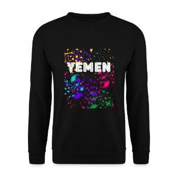 YEMEN splatter Design - Unisex Pullover - Schwarz - Vorne - Alina (178cm) & Michal (187cm)
