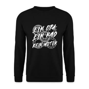 Ein Opa ein Rad kein Motor - Unisex Pullover - Schwarz - Vorne - Alina (178cm) & Michal (187cm)