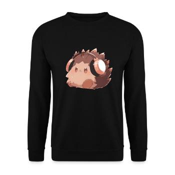 Niedlicher Igel mit Kopfhörern - Unisex Pullover - Schwarz - Vorne - Alina (178cm) & Michal (187cm)