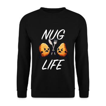 Chicken Nuggets Funny Nuggets Nug Life Zitat - Unisex Pullover - Schwarz - Vorne - Alina (178cm) & Michal (187cm)