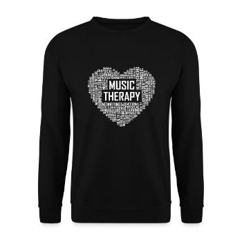 Musiktherapie - Herz - Unisex Pullover - Schwarz - Vorne - Alina (178cm) & Michal (187cm)