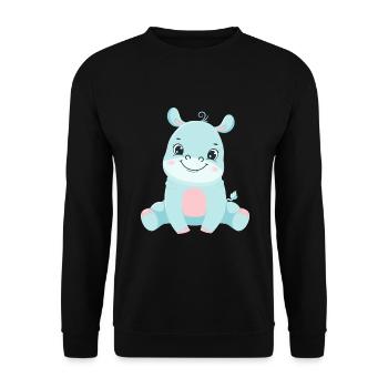 Hippo Familie Mutter Baby T-Shirt - Unisex Pullover - Schwarz - Vorne - Alina (178cm) & Michal (187cm)