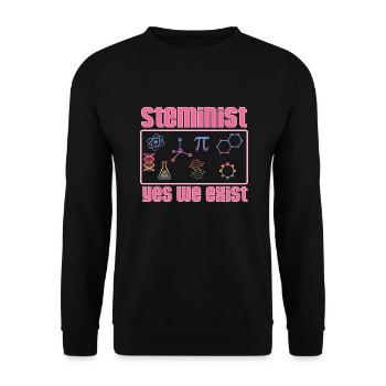 Steminist Yes We Exist - Unisex Sweatshirt - black - Front - Alina (178cm) & Michal (187cm)
