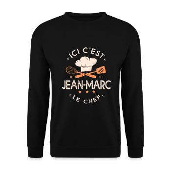 Jean Marc Chef Ici c est Jean-Marc le chef - Sweat-shirt Unisexe - noir - Devant - Alina (178cm) & Michal (187cm)