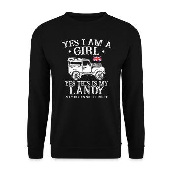 Oui je suis une fille Oui c’est mon Landy - Sweat-shirt Unisexe - noir - Devant - Alina (178cm) & Michal (187cm)