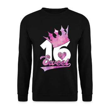 DOUX 16 ANS 16ÈME ANNIVERSAIRE - Sweat-shirt Unisexe - noir - Devant - Alina (178cm) & Michal (187cm)