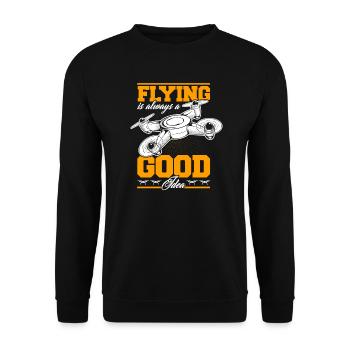 Flying a drone is always a good idea - Unisex Pullover - Schwarz - Vorne - Alina (178cm) & Michal (187cm)