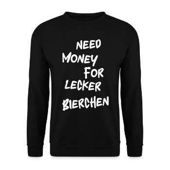 Need Money For Lecker Bierchen Legendäres - Unisex Pullover - Schwarz - Vorne - Alina (178cm) & Michal (187cm)