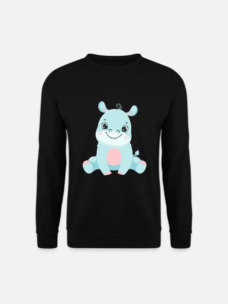 Hippo Familie Mutter Baby T-Shirt - Unisex Pullover - Schwarz