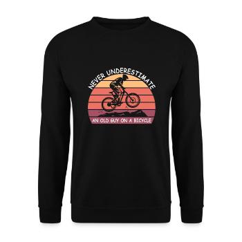 Never Underestimate The Old Guy On A Bicycle - Unisex Sweatshirt - black - Front - Alina (178cm) & Michal (187cm)