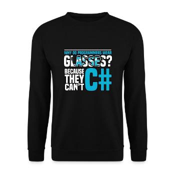 Programming Why do programmers wear glasses - Unisex Sweatshirt - black - Front - Alina (178cm) & Michal (187cm)
