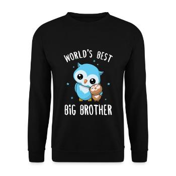 World's Best Big Brother - Großer Bruder Eulen - Unisex Pullover - Schwarz - Vorne - Alina (178cm) & Michal (187cm)