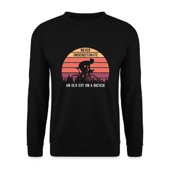 Never Underestimate The Old Guy On A Bicycle - Unisex Sweatshirt - black - Front - Alina (178cm) & Michal (187cm)