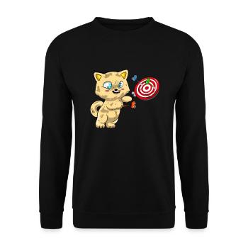 Cat Playing Darts - Unisex Sweatshirt - black - Front - Alina (178cm) & Michal (187cm)
