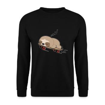 Skateboarder Faultier Schläft Müde Cartoon Lustig - Unisex Pullover - Schwarz - Vorne - Alina (178cm) & Michal (187cm)