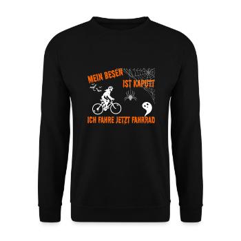 Fahrrad Mountainbike Hobby Fahrradfahren - Unisex Pullover - Schwarz - Vorne - Alina (178cm) & Michal (187cm)