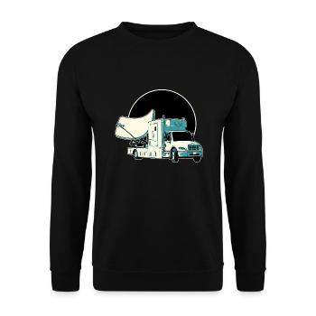 Satellite Truck Illustration - Unisex Sweatshirt - black - Front - Alina (178cm) & Michal (187cm)