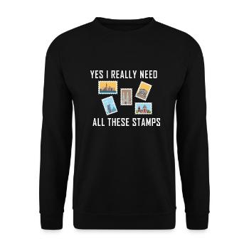 Stamp collecting - Unisex Sweatshirt - black - Front - Alina (178cm) & Michal (187cm)