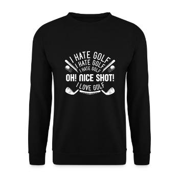 I Hate Golf - Unisex Sweatshirt - black - Front - Alina (178cm) & Michal (187cm)