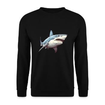 Weißer Hai - Unisex Pullover - Schwarz - Vorne - Alina (178cm) & Michal (187cm)