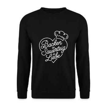 Backen mit Sauerteig und Liebe - Unisex Pullover - Schwarz - Vorne - Alina (178cm) & Michal (187cm)