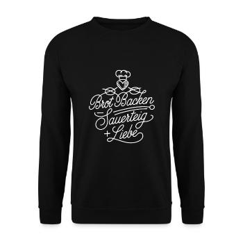 Backen mit Sauerteig und Liebe - Unisex Pullover - Schwarz - Vorne - Alina (178cm) & Michal (187cm)