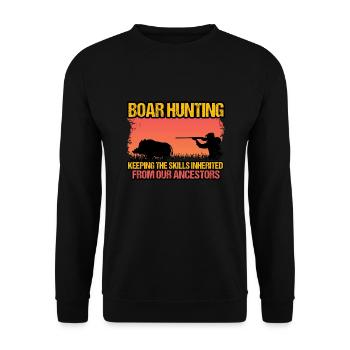 Boar Hunting - Keeping The Skills - Unisex Sweatshirt - black - Front - Alina (178cm) & Michal (187cm)
