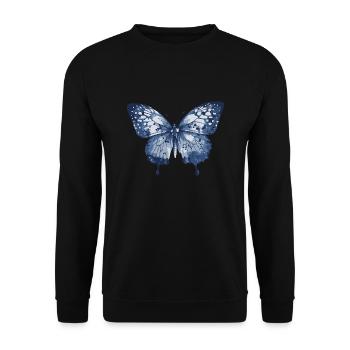 Schmetterling Elegantes Naturmotiv - Unisex Pullover - Schwarz - Vorne - Alina (178cm) & Michal (187cm)