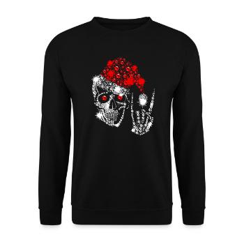 Chemise crâne de Noël - Sweat-shirt Unisexe - noir - Devant - Alina (178cm) & Michal (187cm)