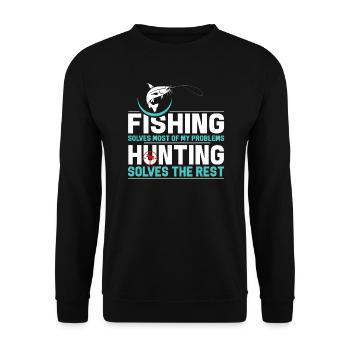 Fishing and Hunting - Unisex Pullover - Schwarz - Vorne - Alina (178cm) & Michal (187cm)