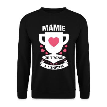 Mamie je t'aime à l'infini - Sweat-shirt Unisexe - noir - Devant - Alina (178cm) & Michal (187cm)