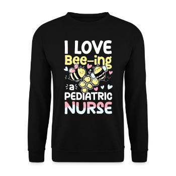 I Love Bee-ing a Pediatric Nurse - Unisex Pullover - Schwarz - Vorne - Alina (178cm) & Michal (187cm)
