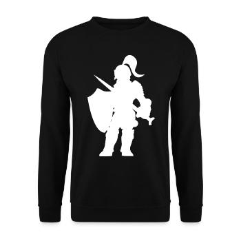 "Fantasy Rollenspiel - Ritter Silhouetten Design - Unisex Pullover - Schwarz - Vorne - Alina (178cm) & Michal (187cm)