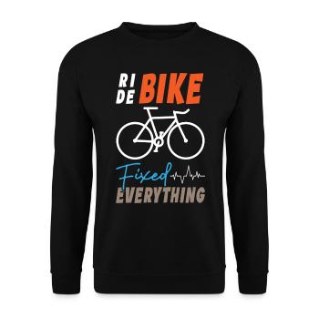 Ride Bike Fixed Everything - Unisex Pullover - Schwarz - Vorne - Alina (178cm) & Michal (187cm)