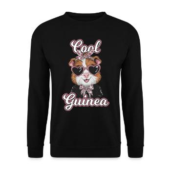 Coole Meerschweinchen mit Herz-Sonnenbrille - Unisex Pullover - Schwarz - Vorne - Alina (178cm) & Michal (187cm)