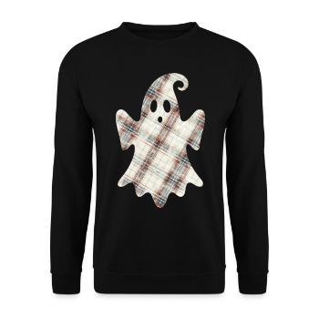 Cute Ghost Scotland Ghost Tartan Halloween - Unisex Sweatshirt - black - Front - Alina (178cm) & Michal (187cm)