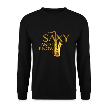 Saxy Und ich weiß es - Unisex Pullover - Schwarz - Vorne - Alina (178cm) & Michal (187cm)