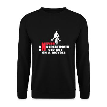 Never Underestimate The Old Guy On A Bicycle - Unisex Sweatshirt - black - Front - Alina (178cm) & Michal (187cm)
