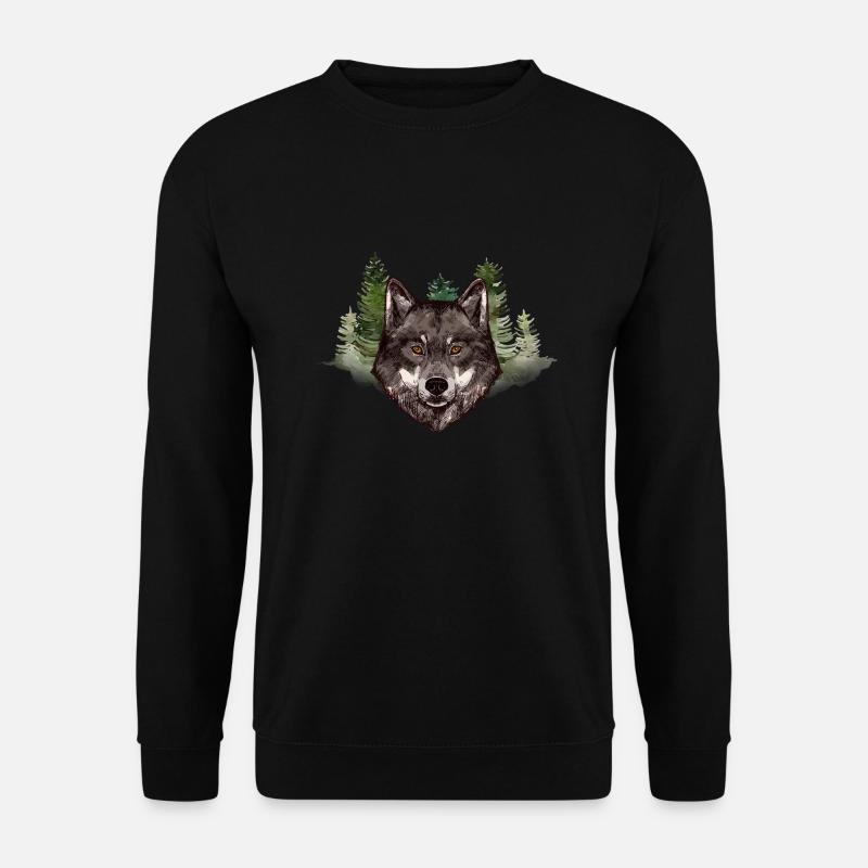 Wolf Grau Wald Wild Wildtier Kreatur - Unisex Pullover - Schwarz