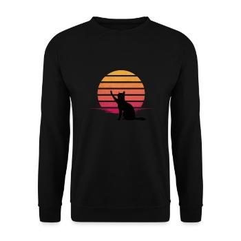 Cat looking at sunset - Unisex Sweatshirt - black - Front - Alina (178cm) & Michal (187cm)