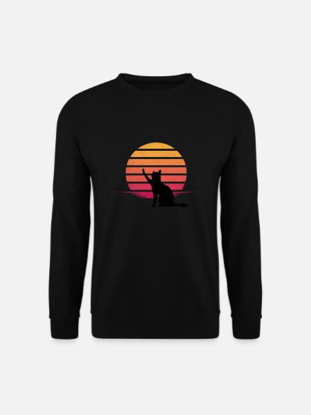 Le chat regarde dans le coucher du soleil - Sweat-shirt Unisexe - noir