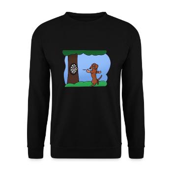 Dog Playing Darts - Unisex Sweatshirt - black - Front - Alina (178cm) & Michal (187cm)