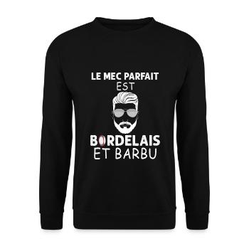 Mec Barbu et De Bordeaux Humour Rugby - Sweat-shirt Unisexe - noir - Devant - Alina (178cm) & Michal (187cm)